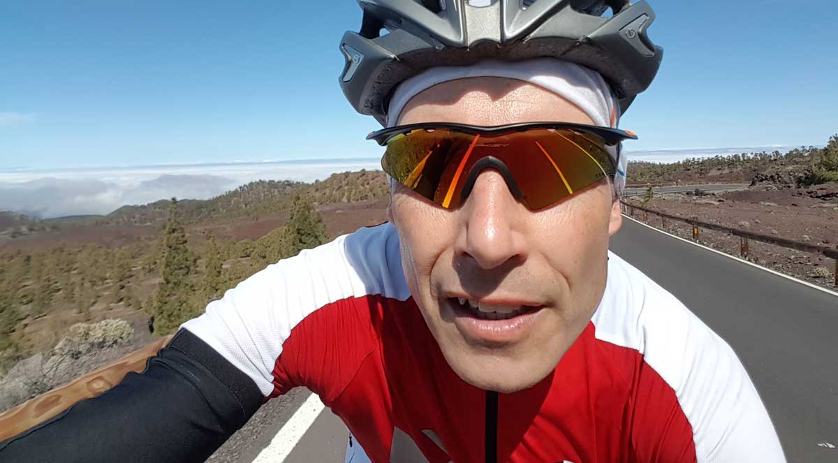 Selfie von Udo beim Fahrradfahren in den Bergen
